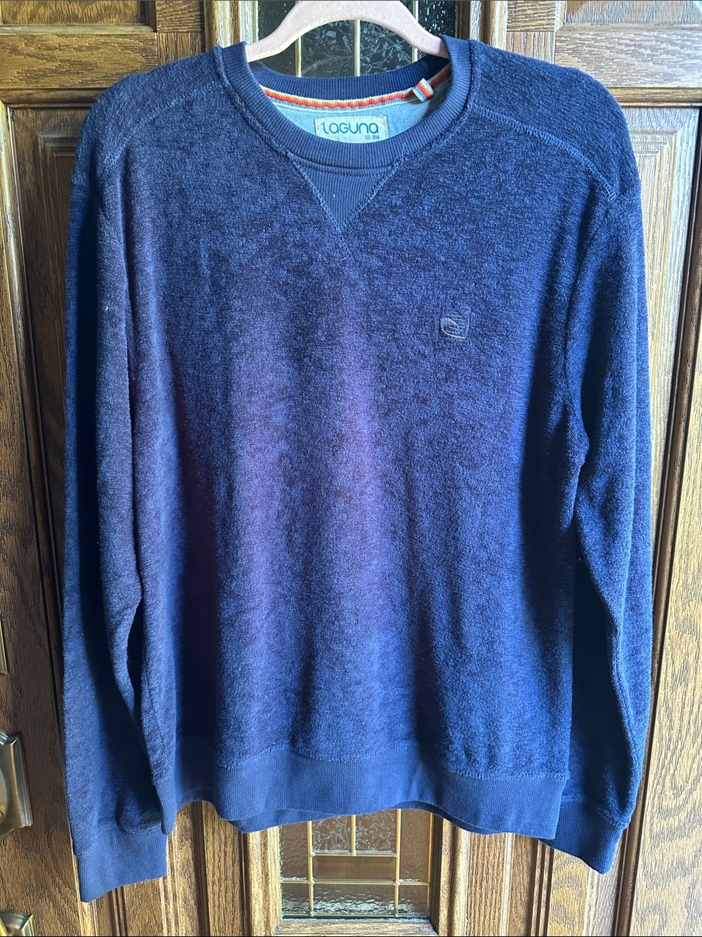 Men’s Navy Terry Towelling long sleeve Crewneck Size M